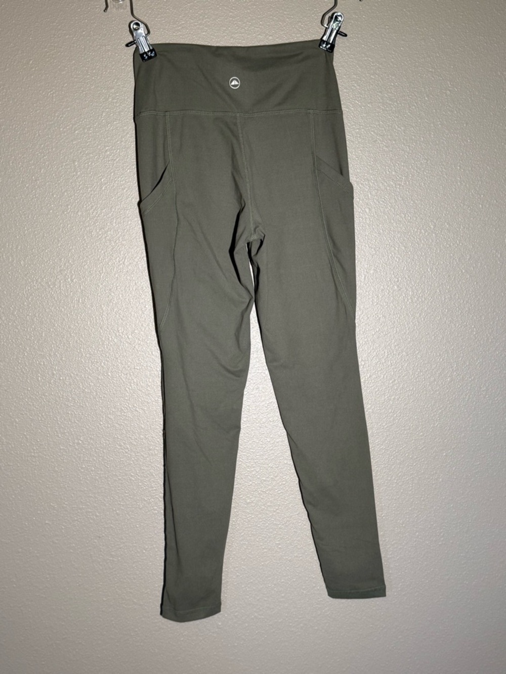 Athleta Olive Green High-Rise Leggings with Side Pockets